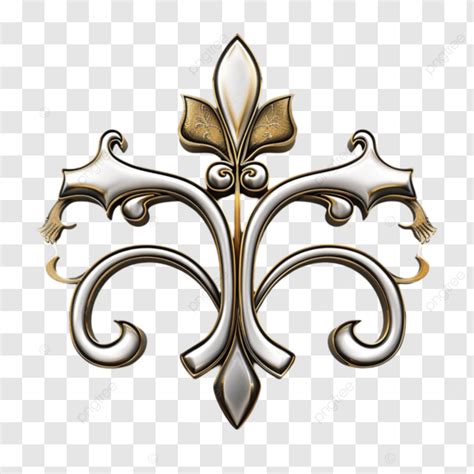 Regal Gold Fleur De Lis Silver Ornament Floral Design Llic