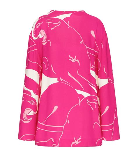 Womens Valentino Garavani Pink Silk Cady Panther Top Harrods Uk