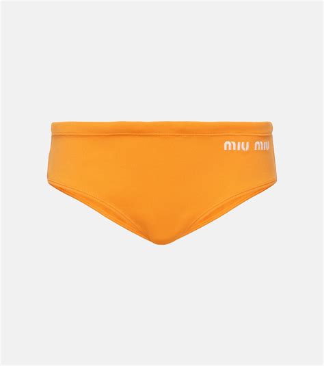 Logo Bikini Bottoms In Orange Miu Miu Mytheresa