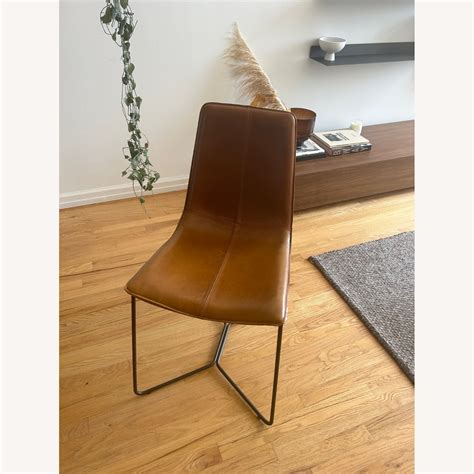 West Elm Slope Leather Dining Chairs X4 AptDeco