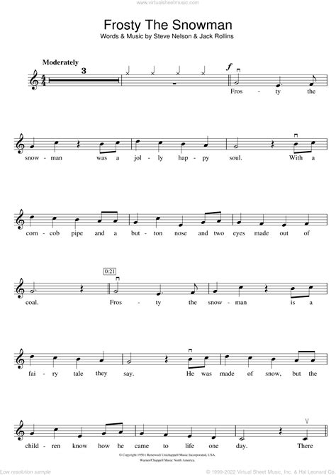 Frosty The Snowman Lyrics And Sheet Music