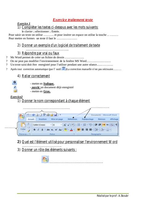 Exercices Traitement De Texte Cycle 3