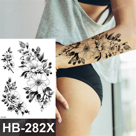 Tattoo Sticker Flower Big Body Art Waterproof Temporary Sexy Thigh