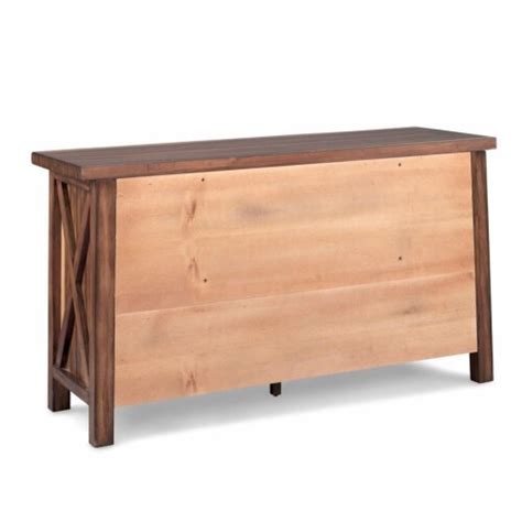 Bowery Hill Drawer Wooden Double Dresser In Tropical Natural Teak