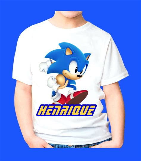 Camiseta Sonic Festa Aniversario Nome Elo Produtos Especiais