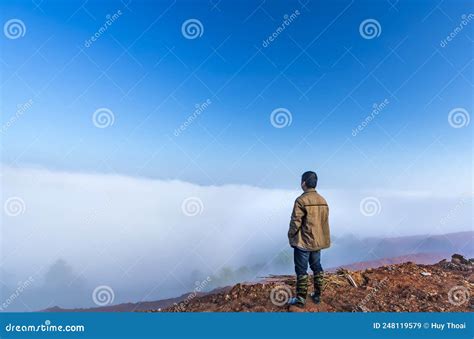 Silhouette Of Man Standing On A High Hill Scenic Rural Hometown