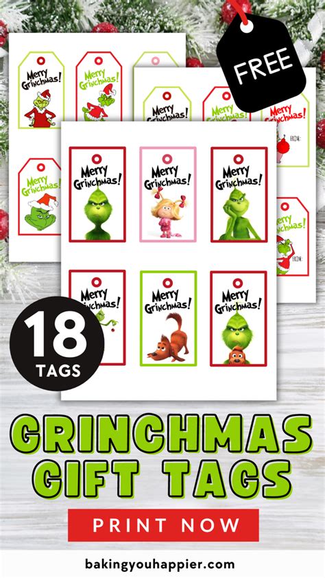 Free Printable Grinch Christmas Gift Tags Baking You Happier