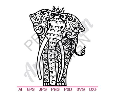 Tribal Elephant Svg Dxf Eps Png Vector Art Clipart Etsy