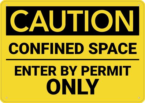 Caution Confined Space Enter By Permit Only Sign Outdoor Signs Aluminum