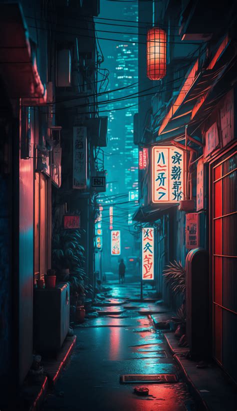 Wallpaper Ai Art Cyberpunk City Vertical Portrait Display Neon