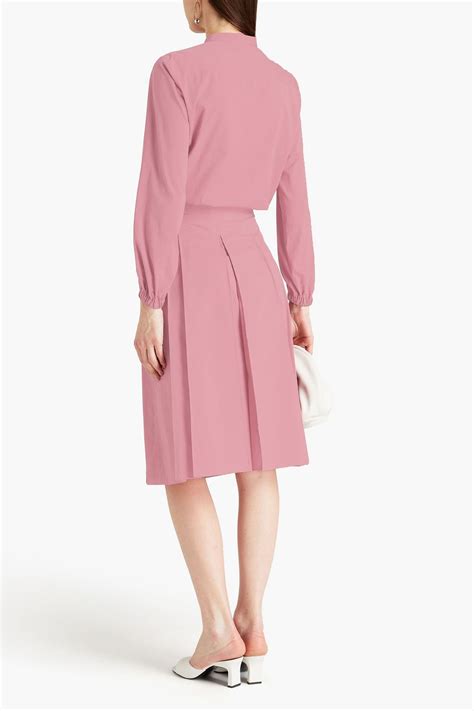 Loro Piana Ophelia Belted Pleated Cotton And Silk Blend Wrap Skirt