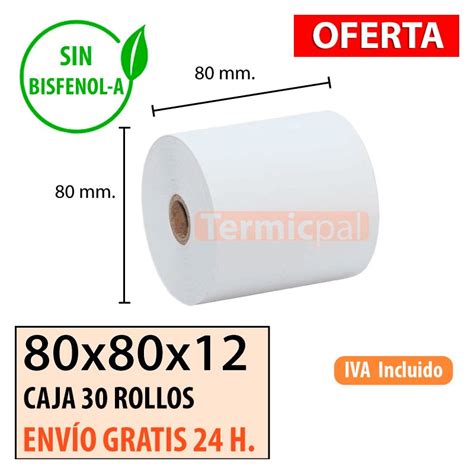 30 ROLLOS DE PAPEL TÉRMICO 80X80X12