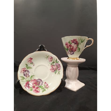 Vintage Clarence Bone China Rose Teacup And Saucer 387 52 England Mint Green Etsy