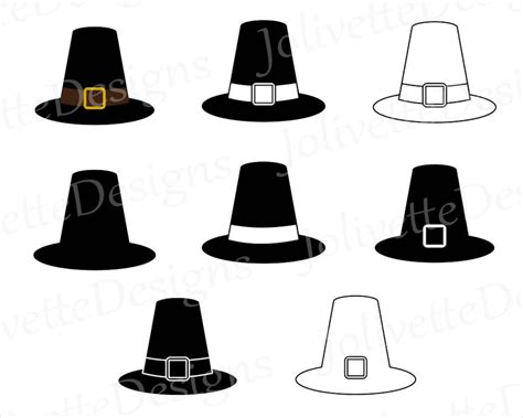 Pilgrim Hat Thanksgiving Hats Svg Clip Art Clipart Etsy