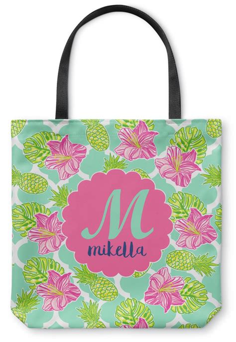 Custom Preppy Hibiscus Canvas Tote Bag (Personalized) | YouCustomizeIt