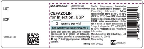 Cefazolin (WG Critical Care, LLC): FDA Package Insert