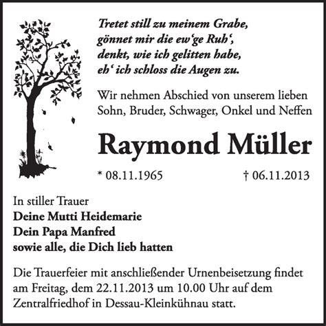 Traueranzeigen von Raymond Müller abschied nehmen de