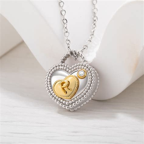 Collier De Cadenas De Coeur De Pierre De Naissance Initiale M Re Et