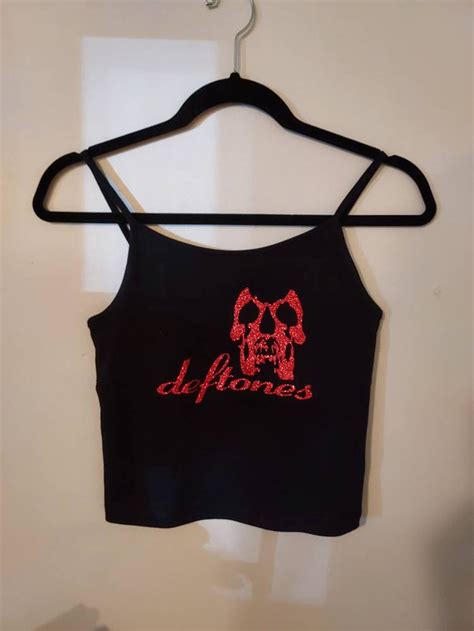 Deftones Crop Top Deftones Tank Top Deftones Shirt Red Glitter Etsy