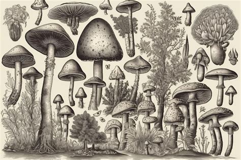 Premium AI Image A Drawing Of Mushrooms With The Number 1 On It