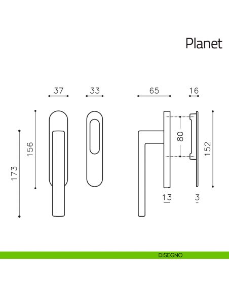 Maniglione Per Alzante Scorrevole Planet Corto Olivari Singolo