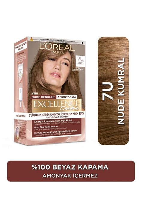 L Oreal Paris Excellence Creme Nude Renkler Saç Boyası 7u Nude Kumral