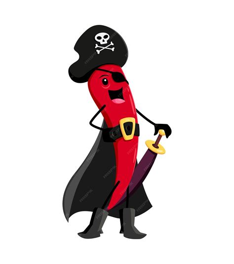 Premium Vector Cartoon Red Chili Pepper Pirate And Corsair Character Isolated Vector