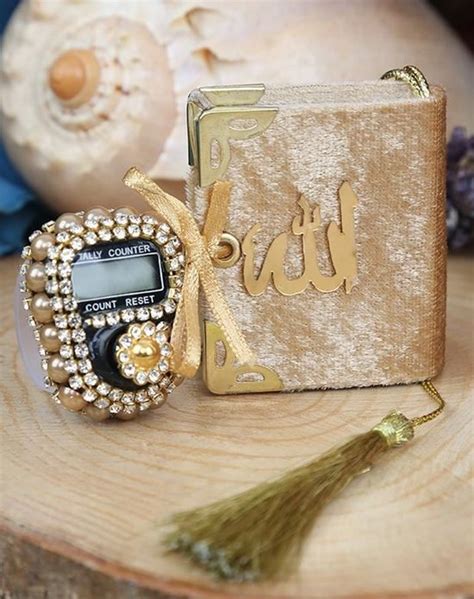 Mini Koran Luxe Digitale Tasbeh GOUD Gift Set Cadeu Box Met