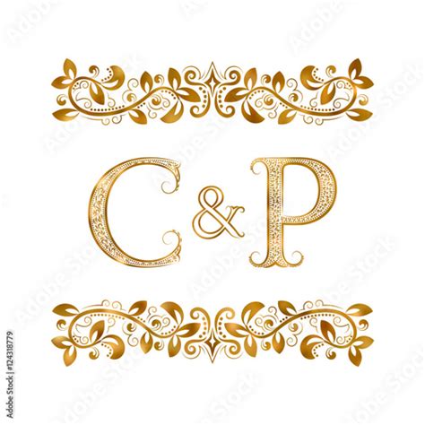 C P Vintage Initials Logo Symbol The Letters Are Surrounded By