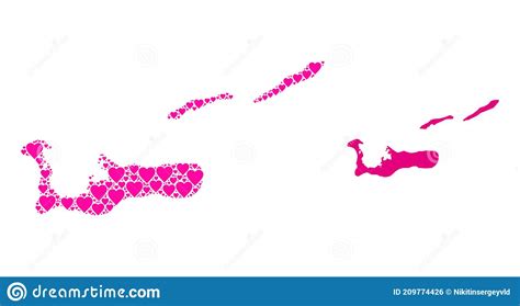 Pink Love Heart Pattern Map Of Cayman Islands Stock Vector