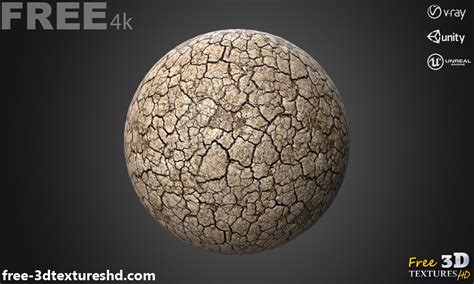 3D textures PBR free Download - Cracked Ground Seamless 3D Texture PBR ...