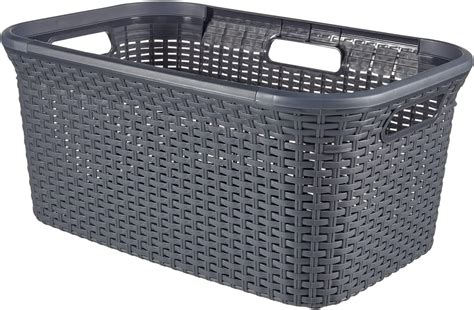 CURVER Panier à linge 45L Aspect rotin Anthracite 59 2 x 38 x 27 cm