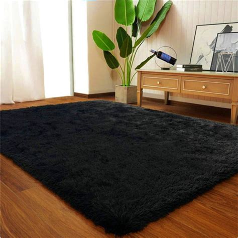 Tapete Preto 1 50X2 00 Felpudo Peludo Macio Para Sala Quarto Em