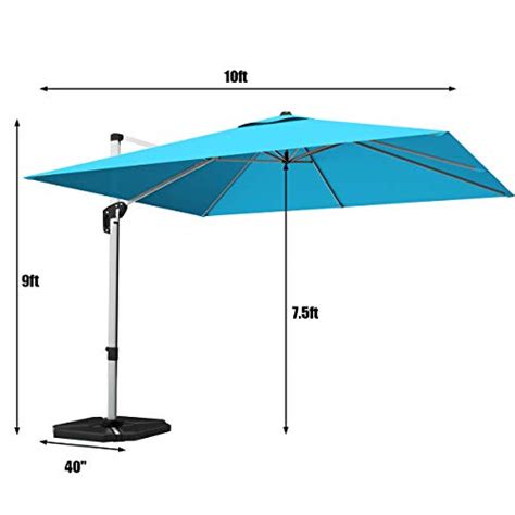 Tangkula 10 Ft Patio Offset Umbrella Outdoor 360 Degree Rotation Hanging Umbrella With Cross