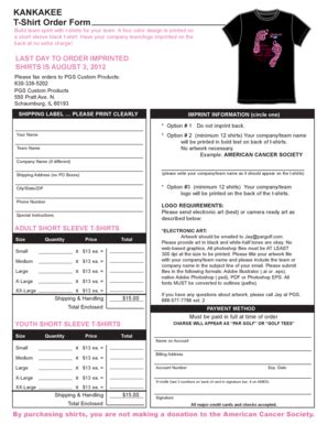 Fillable Online Makingstrides Acsevents Kankakee Msabc Order Form