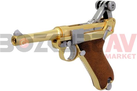 En Ucuz We Luger P Gold Wood Blowback Airsoft Haval Tabanca Green