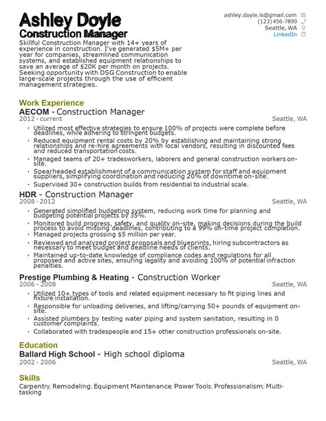 Download Free Construction Manager Resume Docx Word Template On