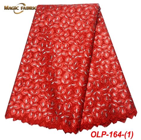 High Quality African Lace Fabric Latest African Guipure Lace Red