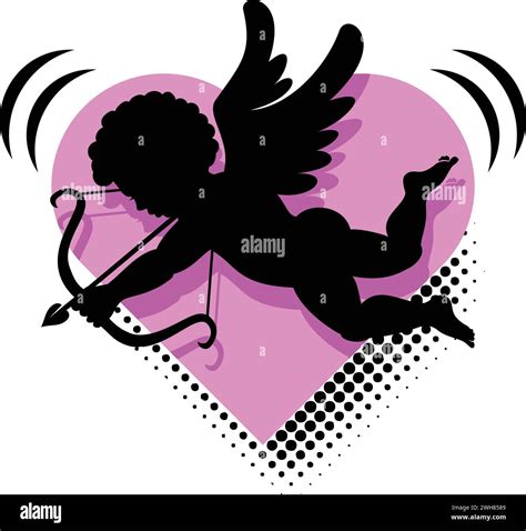 Cupid Archer Silhouette Icon Valentines Day Symbol Cupid Shooting