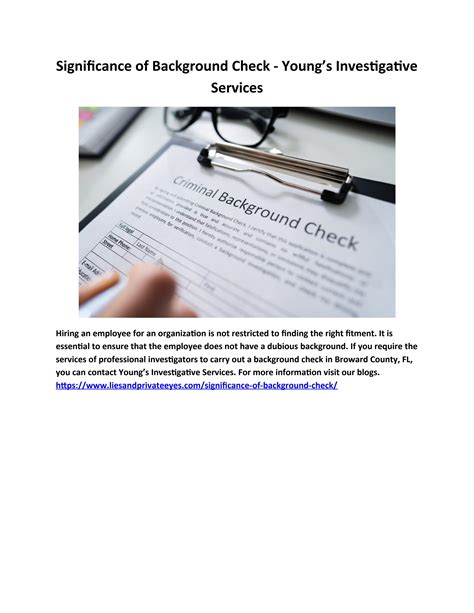Significance of Background Check - Young’s Investigative Services by
