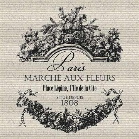 French Paris Flower Market Script Printable Print Digital Instant