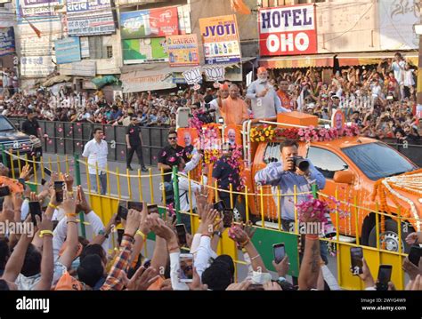 Ghaziabad India April Prime Minister Narendra Modi And Up Chief