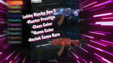 Tutorial Black Ops 3 Unlock All Rare Camo Prestige Name Class Color Bonus Youtube