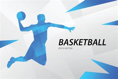 Blue modern vector graphic basketball player on abstract background ...