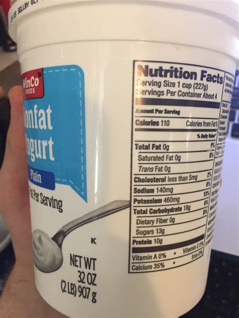 Winco Foods Greek Nonfat Yogurt Plain Calories Nutrition Analysis