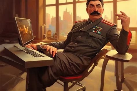 Angry Realistic Josef Stalin Trading Forex In Front Of Stable