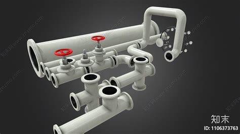 工业风阀门管道3d模型下载【id1106373763】知末3d模型网