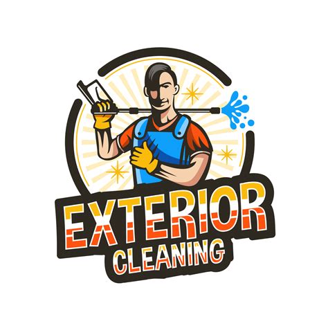 Vector Mascot Character Man With Washer Gun Pressure In Cartoon Style