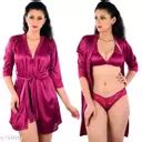 Trendy Women S Satin Lingerie Set With Robe