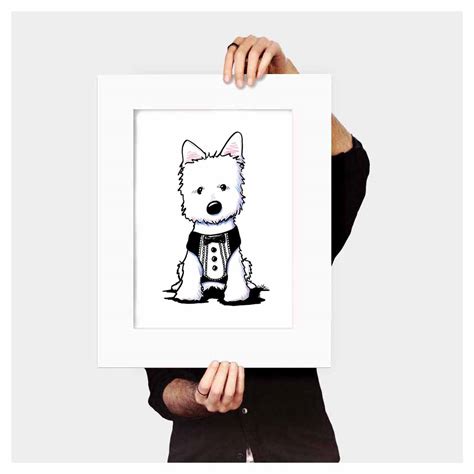 Original Art Tuxedo Westie KiniArt By Contemporary PUP Artist Kim Niles